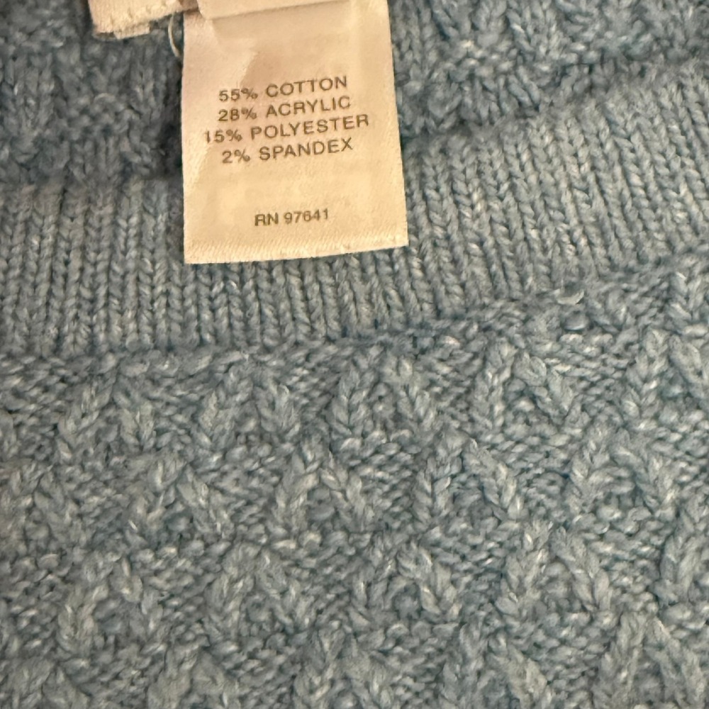 J. Jill Sweater M Light Blue Mixed Knit Textured Side Button Fall Winter - Picture 4 of 11